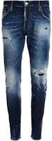 DSQUARED2 SS23 Distressed Splatter Slim Fit Jeans Men Indigo Blue. S74LB1255S30789-470 DSQUARED2 SS23 Distressed Splatter Slim Fit Jeans Men Indigo Blue. S74LB1255S30789-470