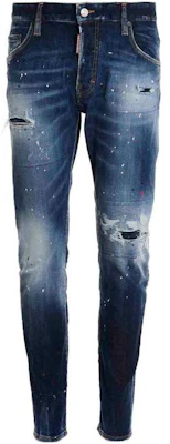 DSQUARED2 SS23 Jeans Pria Slim Fit Biru Indigo dengan Motif Distressed Splatter. S74LB1255S30789-470 Order DSQUARED2 SS23 Jeans Pria Slim Fit Biru Indigo dengan Motif Distressed Splatter. S74LB1255S30789-470