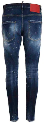 DSQUARED2 SS23 Jeans Pria Slim Fit Biru Indigo dengan Motif Distressed Splatter. S74LB1255S30789-470 Lookbook DSQUARED2 SS23 Jeans Pria Slim Fit Biru Indigo dengan Motif Distressed Splatter. S74LB1255S30789-470