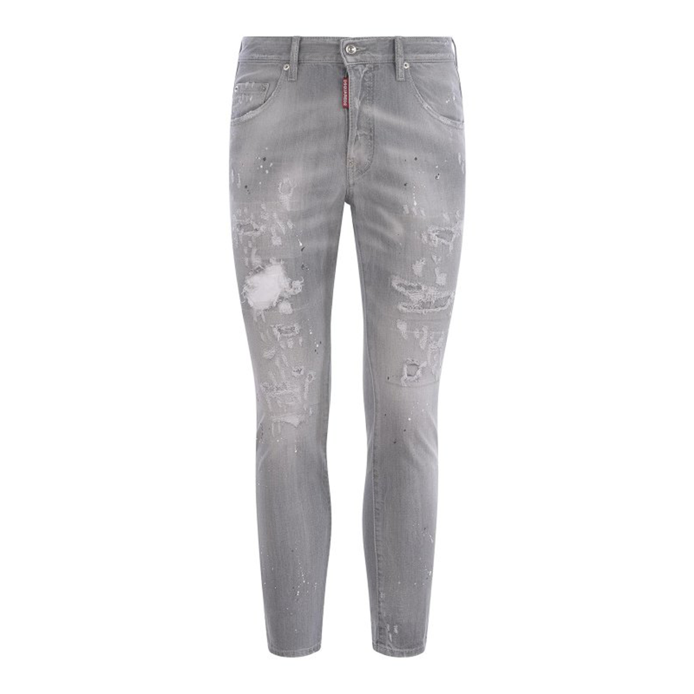 DSQUARED2 SS23 Distressed Straight-Leg Pocket Jeans Men’s Grey S74LB1244S30260-852