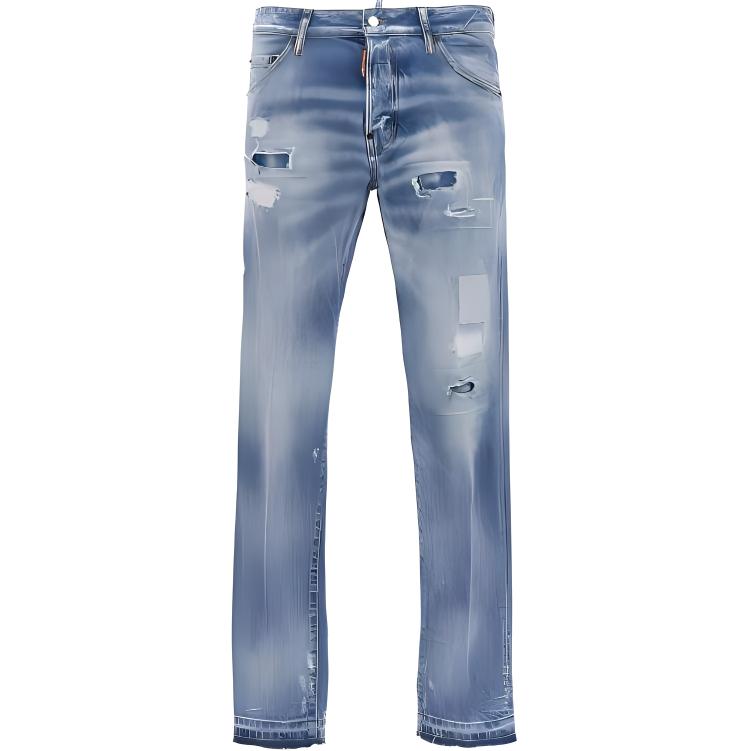DSQUARED2 SS23 Distressed Straight Leg Long Jeans  Blue S74LB1372S30309-470