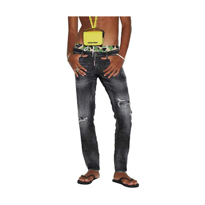 DSQUARED2 SS23 Distressed Washed Black Denim Jeans . S71LB1143S30357-900