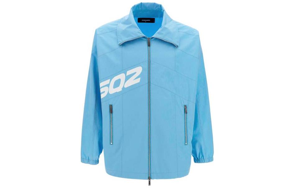 Dsquared2 SS23 Light Blue Letter Print Long Sleeve Jacket for Men S74AM1132S53570-481