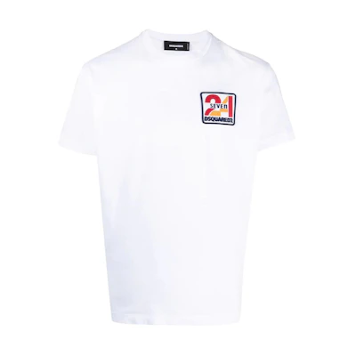 DSQUARED2 SS23 Logo Patch Crew Neck Short Sleeve T-Shirt White Mens. S74GD1093S23009-100