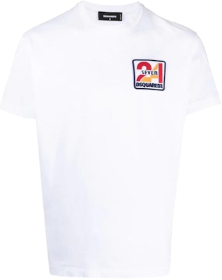 DSQUARED2 SS23 男款白色短袖圓領徽標貼布 T 恤 團隊同款。 S74GD1093S23009-100 Order DSQUARED2 SS23 男款白色短袖圓領徽標貼布 T 恤 團隊同款。 S74GD1093S23009-100