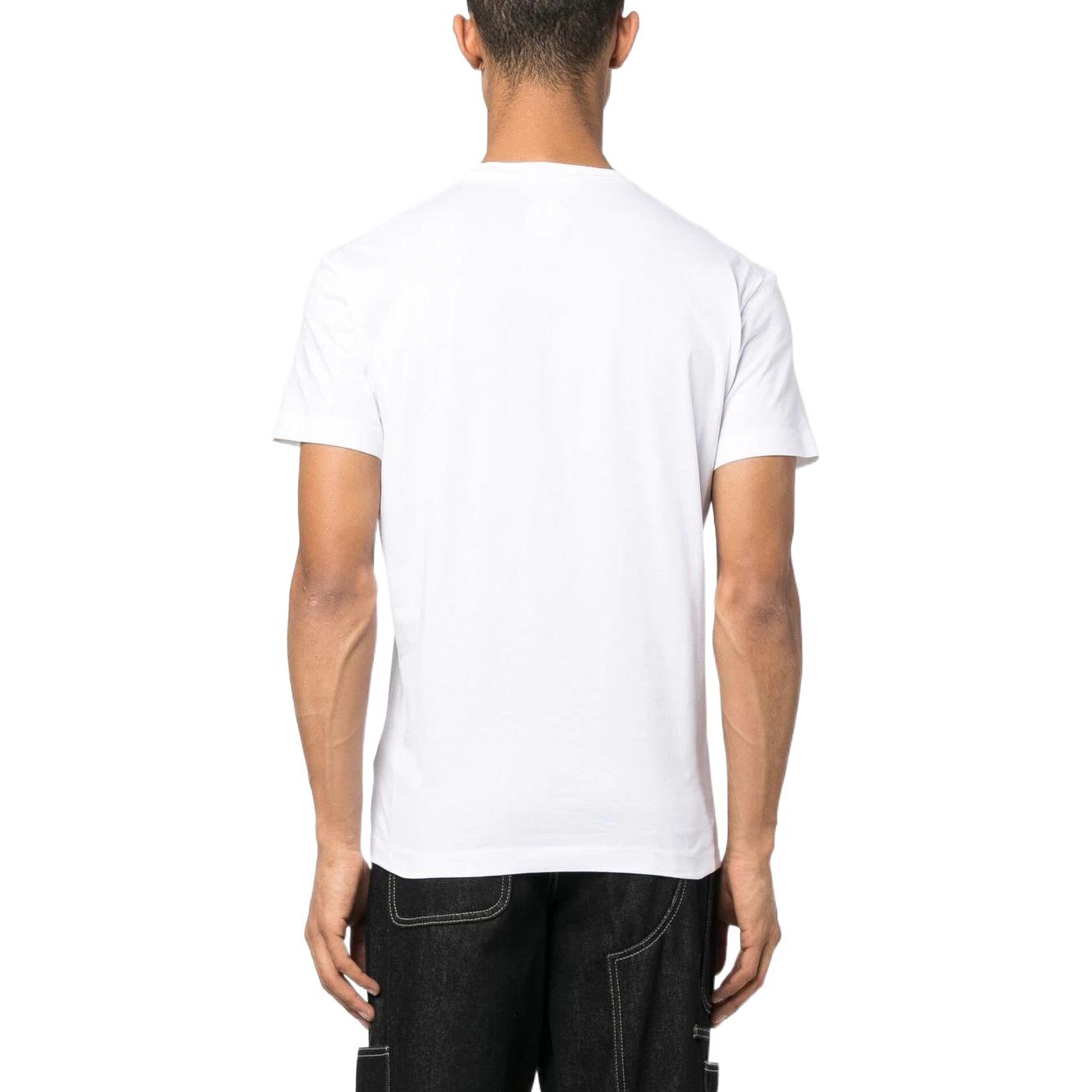 Shop DSQUARED2 SS23 男款白色短袖圓領徽標貼布 T 恤 團隊同款。 S74GD1093S23009-100