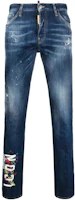 DSQUARED2 SS23 Logo Print Distressed Spray Paint Effect Jeans Men Blue. S79LA0051S30342-470 DSQUARED2 SS23 Logo Print Distressed Spray Paint Effect Jeans Men Blue. S79LA0051S30342-470
