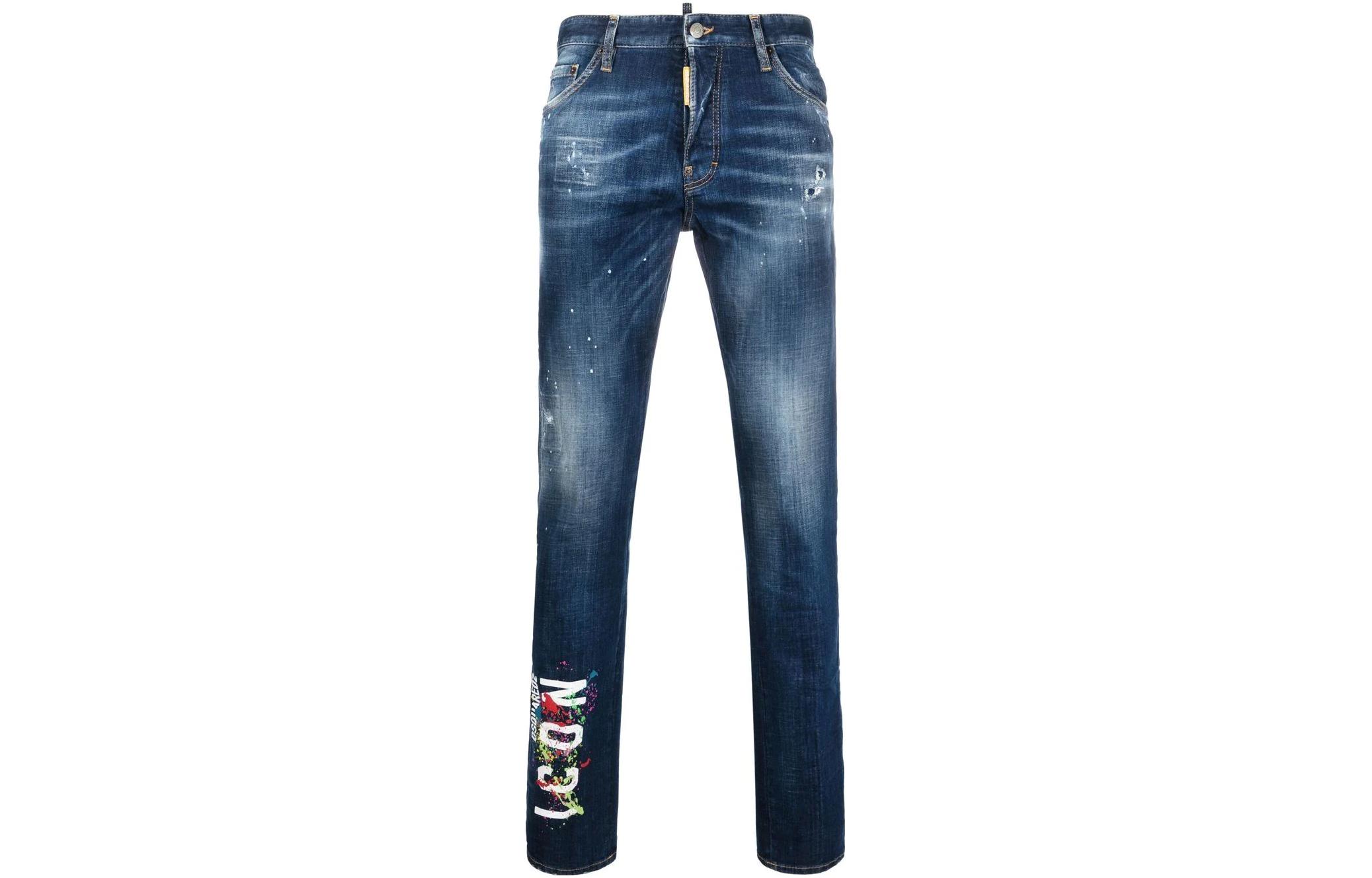 DSQUARED2 SS23 Logo Print Distressed Spray Paint Effect Jeans Men Blue. S79LA0051S30342-470 圖 2