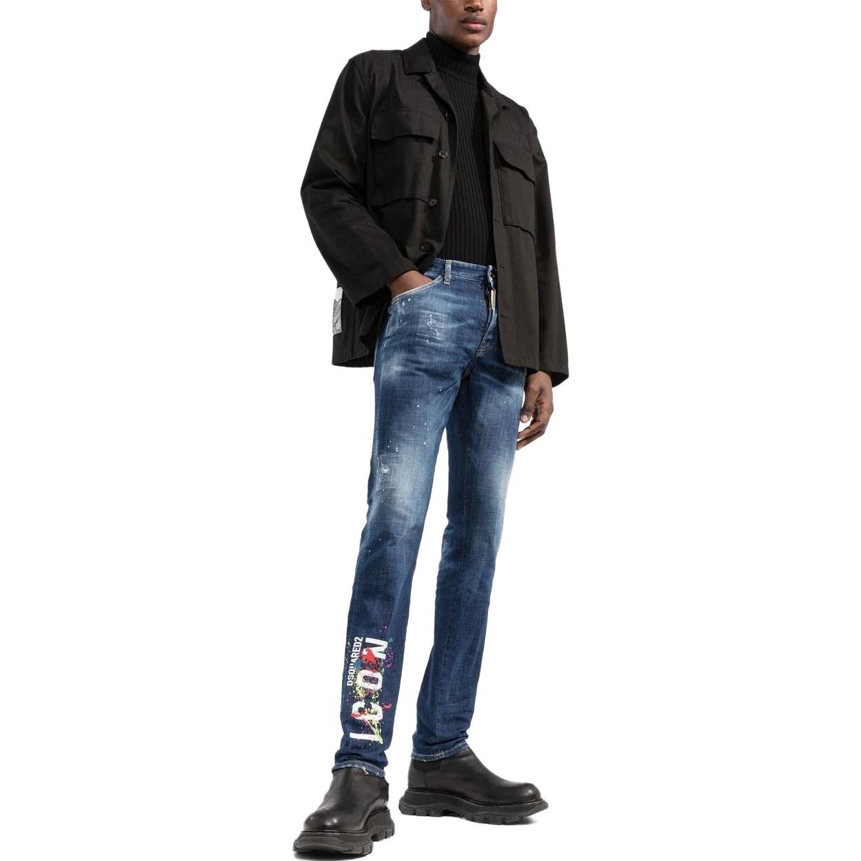 DSQUARED2 SS23 Logo Print Distressed Spray Paint Effect Jeans Men Blue. S79LA0051S30342-470 圖 3