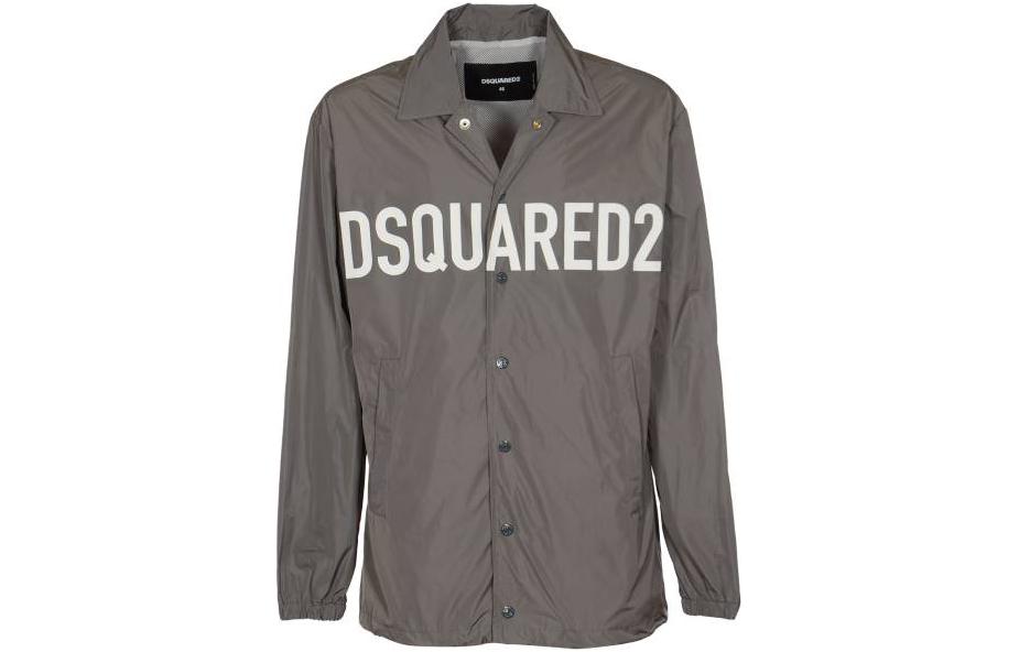 Order DSQUARED2 SS23 ロゴプリント シングルブレスト シャツジャケット メンズ グレー. S74AM1374S47858-859