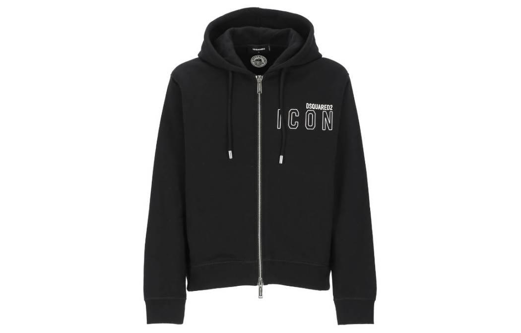 Dsquared2 SS23 Logo Print Zip-Up Hoodie Long Sleeve Men’s BLACK S79HG0008S25516-965