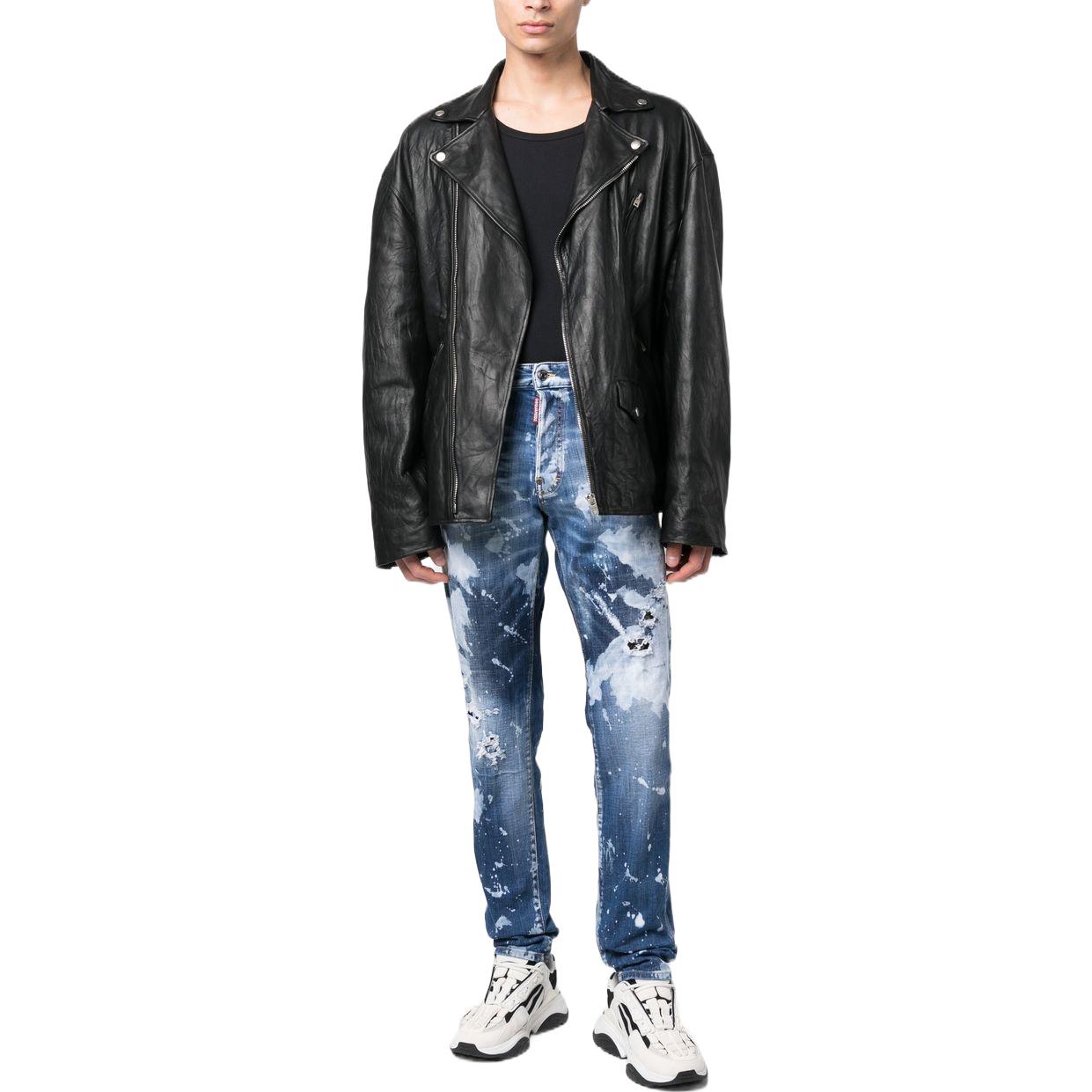DSQUARED2 SS23 Paint Splatter Straight Fit Jeans Men Blue S71LB1180S30342-470 圖 3