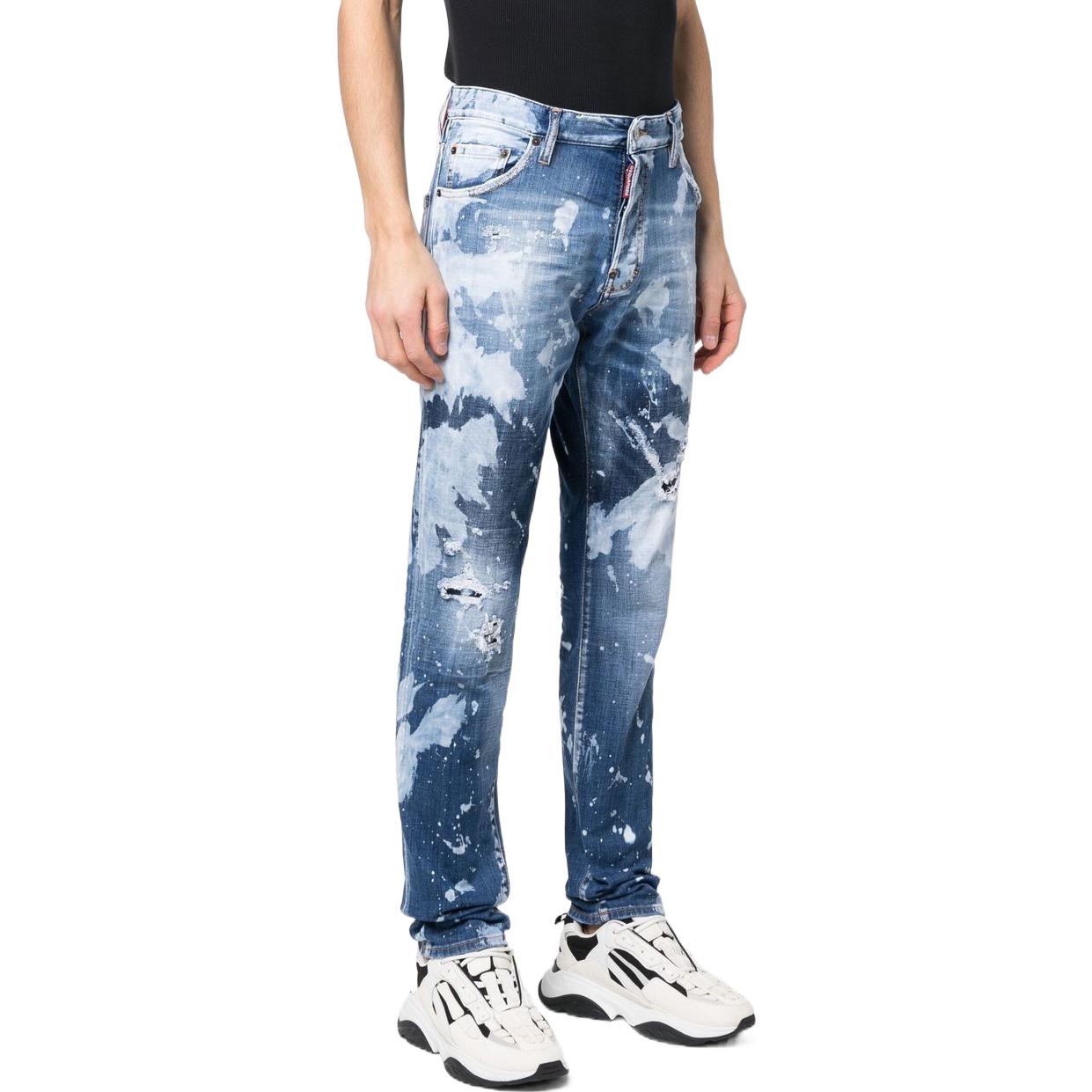 DSQUARED2 SS23 Paint Splatter Straight Fit Jeans Men Blue S71LB1180S30342-470 圖 5