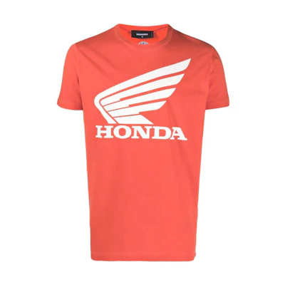 DSQUARED2 SS23 Red Short-Sleeve Graphic Print Crewneck T-Shirt for Men. S71GD1254S22507-310