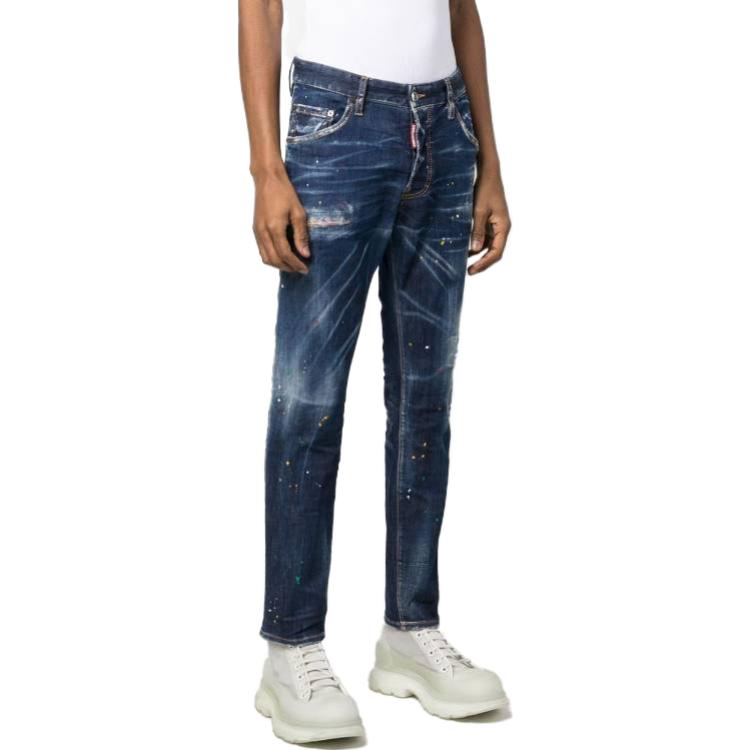 DSQUARED2 SS23 Splatter Slim Fit Jeans Navy Blue for Men. S71LB1165S30789-470 圖 5