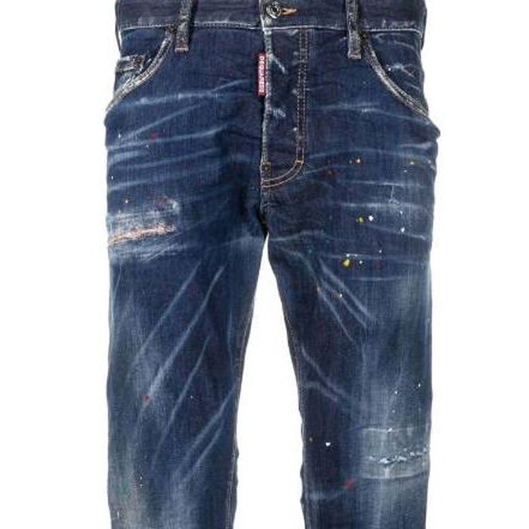 DSQUARED2 SS23 Splatter Slim Fit Jeans Navy Blue for Men. S71LB1165S30789-470 圖 6