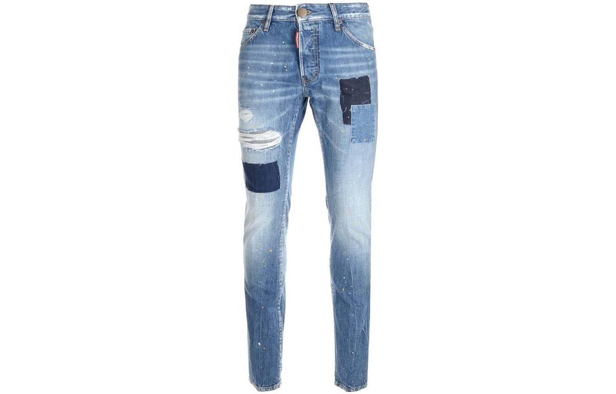DSQUARED2 SS23 Straight Patchwork Jeans Men’s Blue S74LB1350S30309470 圖 2