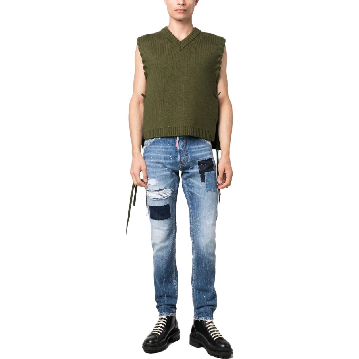 DSQUARED2 SS23 Straight Patchwork Jeans Men’s Blue S74LB1350S30309470 圖 4