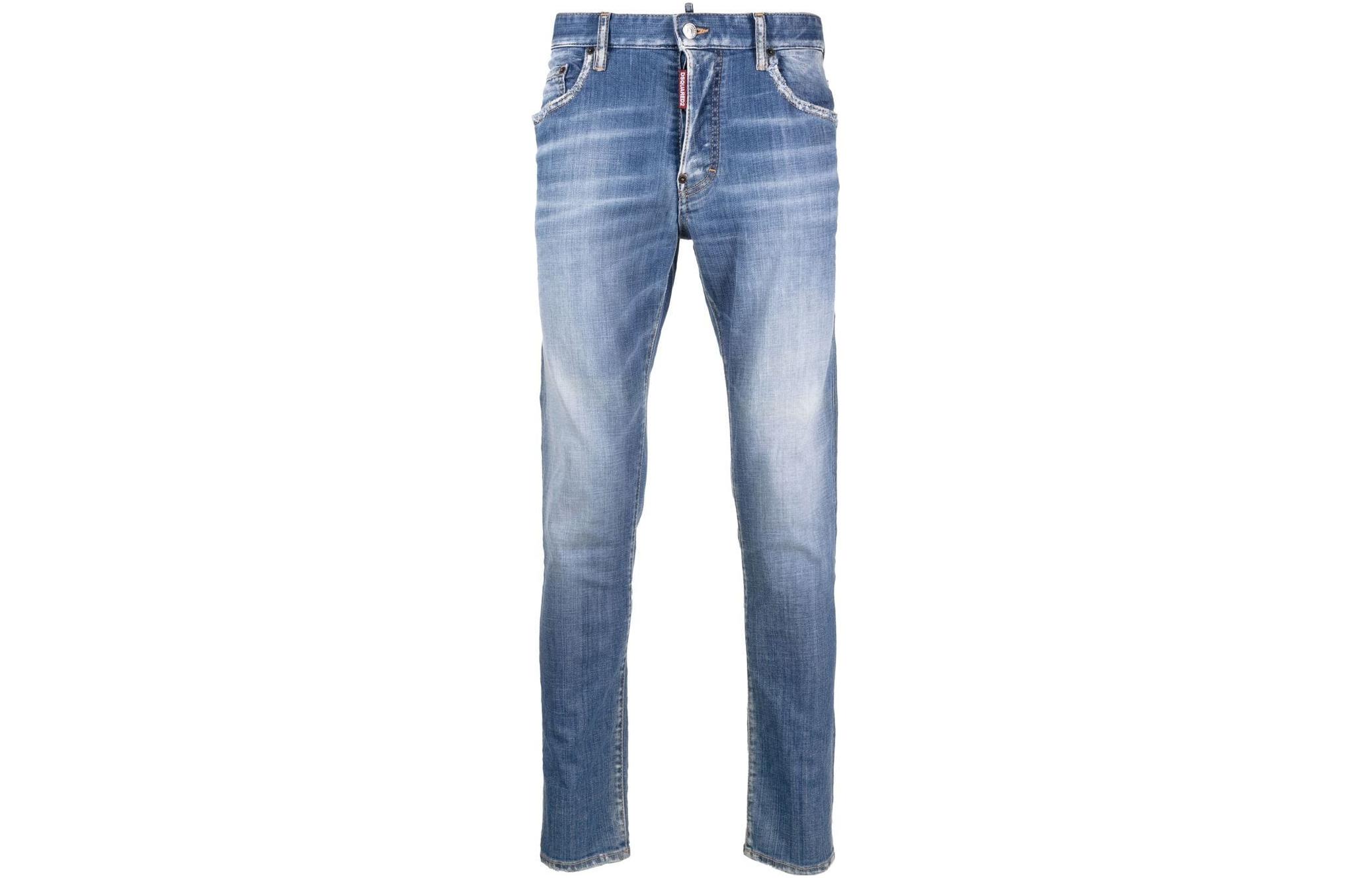 Order DSQUARED2 SS23 蓝色洗水修身牛仔裤 牛仔布 S74LB1276S30342-470