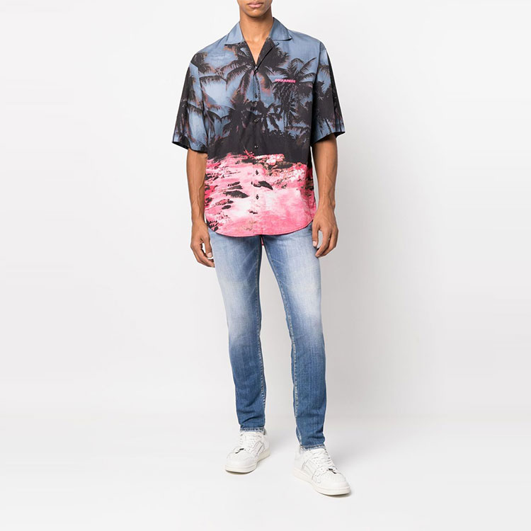 Lookbook DSQUARED2 SS23 蓝色洗水修身牛仔裤 牛仔布 S74LB1276S30342-470