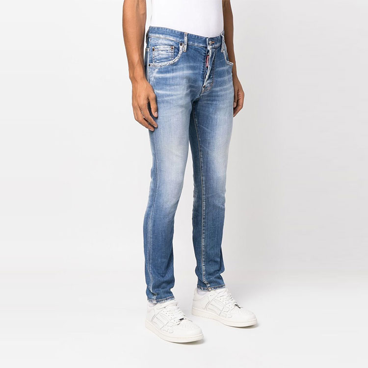 Purchase DSQUARED2 SS23 蓝色洗水修身牛仔裤 牛仔布 S74LB1276S30342-470