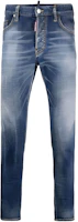 DSQUARED2 SS23 Washed Straight Fit Denim Jeans Men Indigo Blue S74LB1281S30664-470 DSQUARED2 SS23 Washed Straight Fit Denim Jeans Men Indigo Blue S74LB1281S30664-470