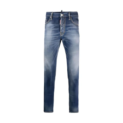 DSQUARED2 SS23 Washed Straight Fit Denim Jeans Men Indigo Blue S74LB1281S30664-470
