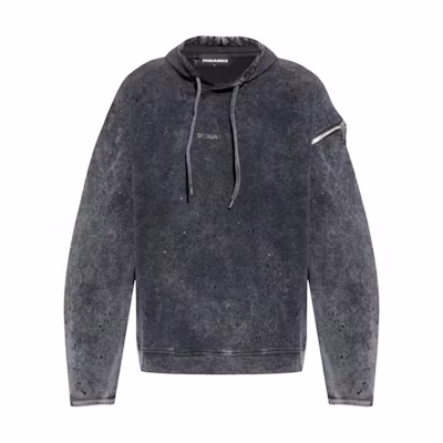 DSQUARED2 SS24 Charcoal Grey Zipped Hoodie with Long Sleeves. S74GU0802S25030-814