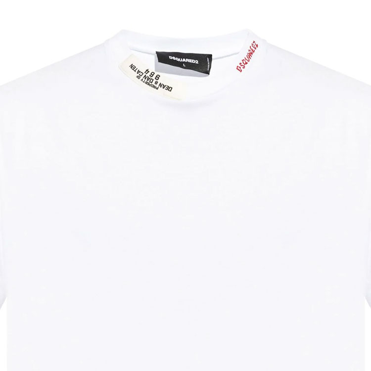 Cheap DSQUARED2 SS24 クルーネック ロゴパッチ Tシャツ オプティカルホワイト S71GD1509D20020-100