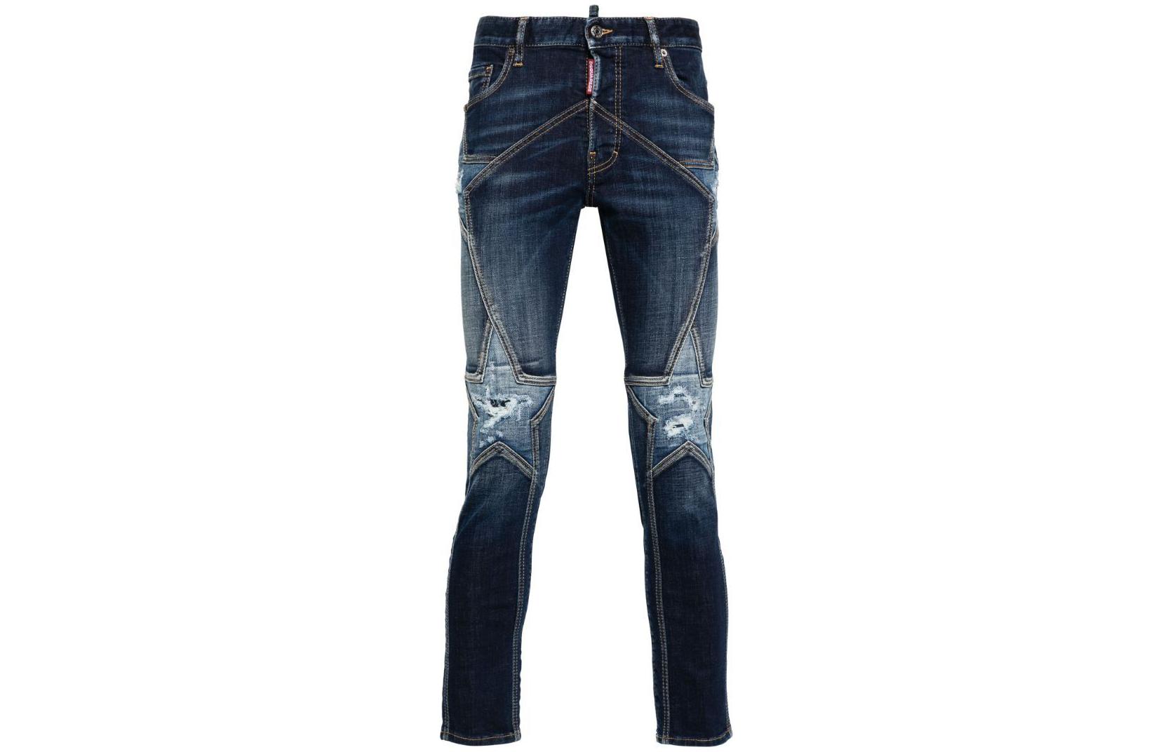 DSQUARED2 SS24  Indigo Slim Fit Mid-Rise Jeans with Star Embroidery. S74LB1465S30664-470
