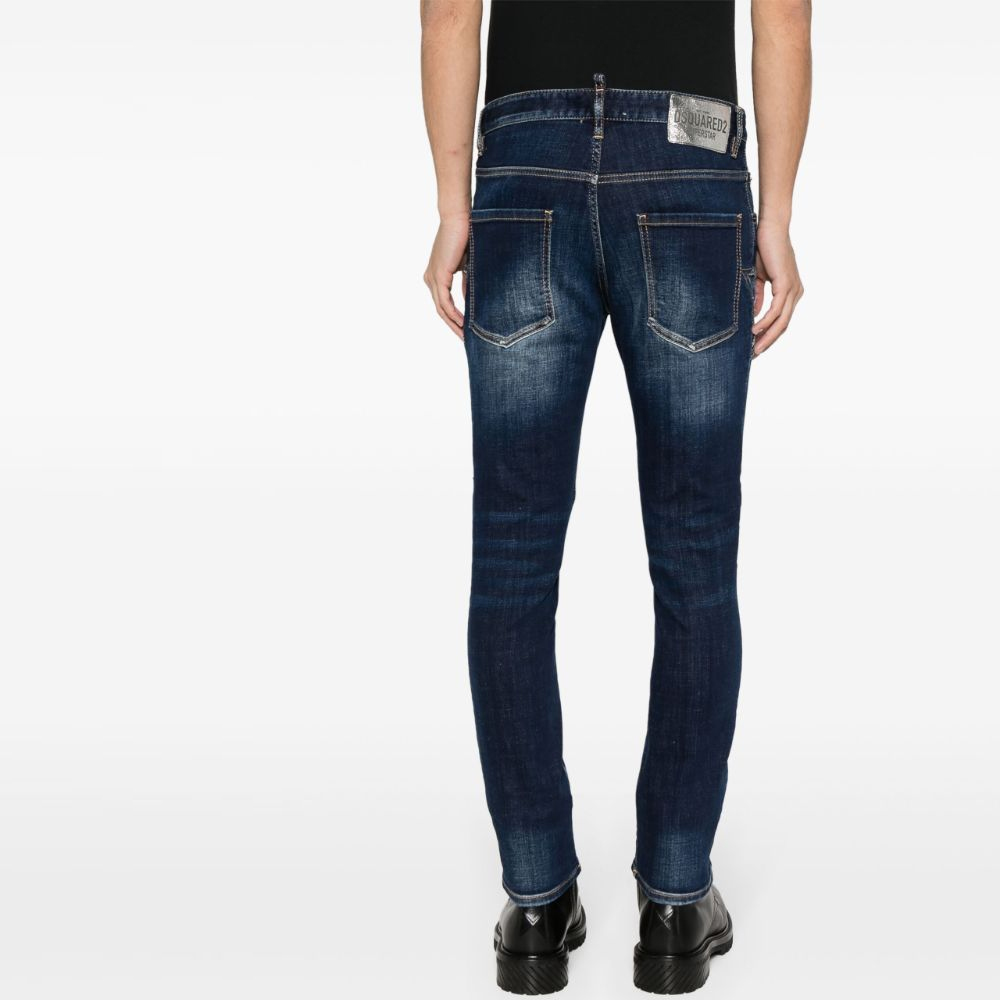 DSQUARED2 SS24  Indigo Slim Fit Mid-Rise Jeans with Star Embroidery. S74LB1465S30664-470 圖 4