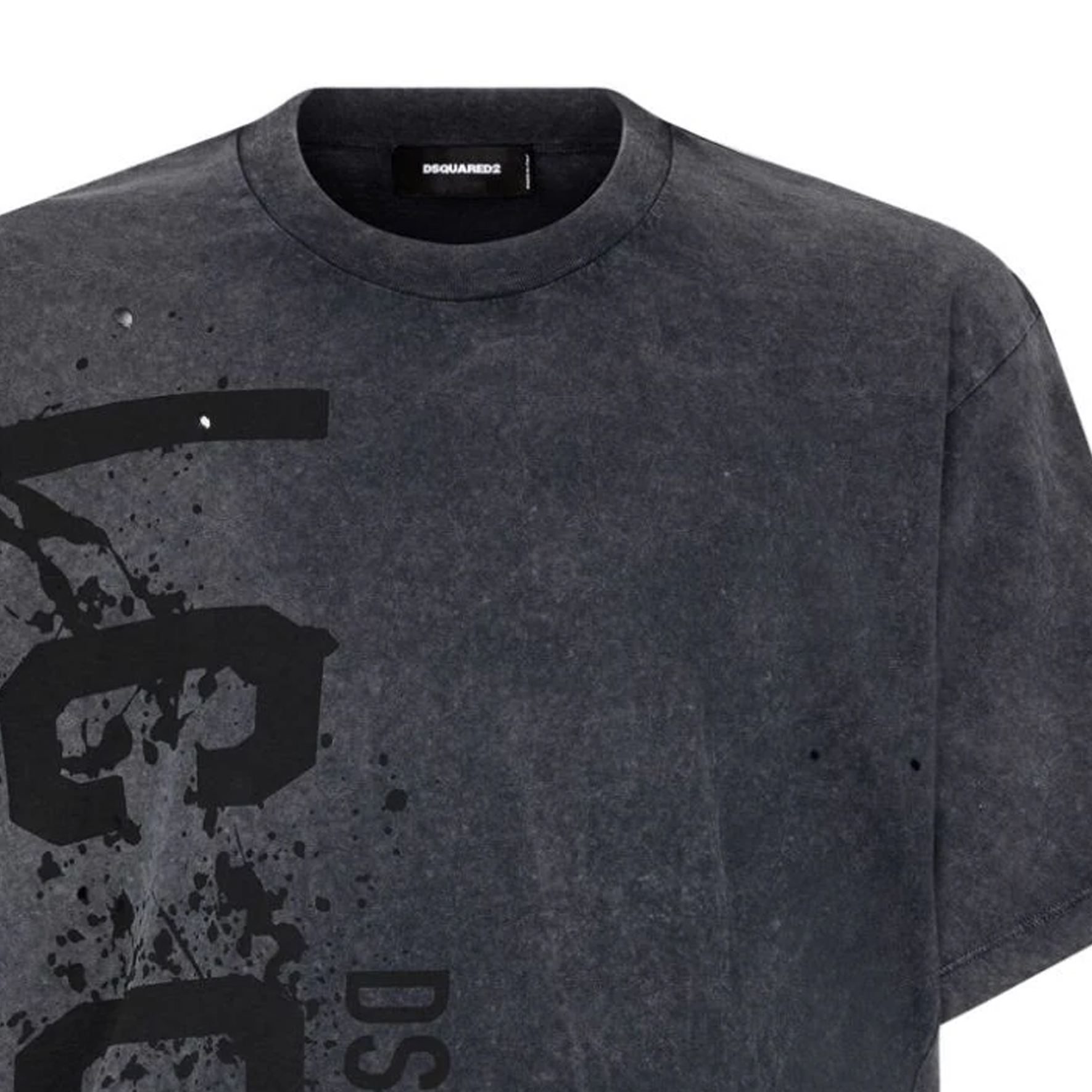 Shop DSQUARED2 SS24 Logo Cetakan Baju-T Lengan Pendek Kelabu Gelap. S79GC0085S21600-814