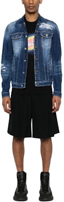 DSQUARED2 SS24 Jaket Denim Single-Breasted Ripped Detail Biru. S71AN0531S30342-470 Lookbook DSQUARED2 SS24 Jaket Denim Single-Breasted Ripped Detail Biru. S71AN0531S30342-470