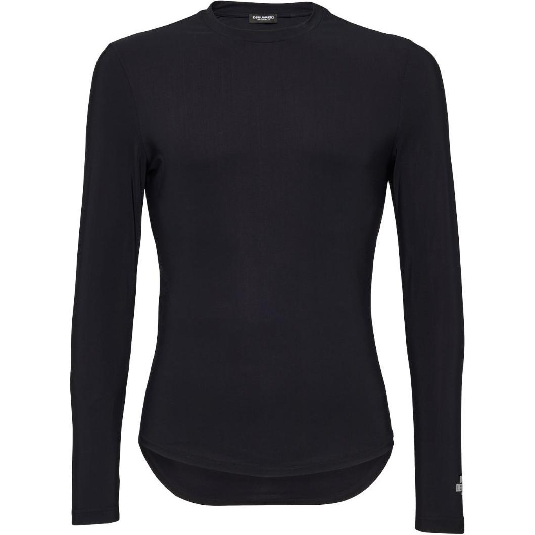 DSQUARED2 SS24  Slim Fit Long Sleeve T-Shirt Black with Back Logo Patch. D9M0D5430ISA01-001