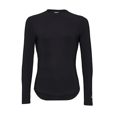 DSQUARED2 SS24 Slim Fit Long Sleeve T-Shirt Black with Back Logo Patch. D9M0D5430ISA01-001