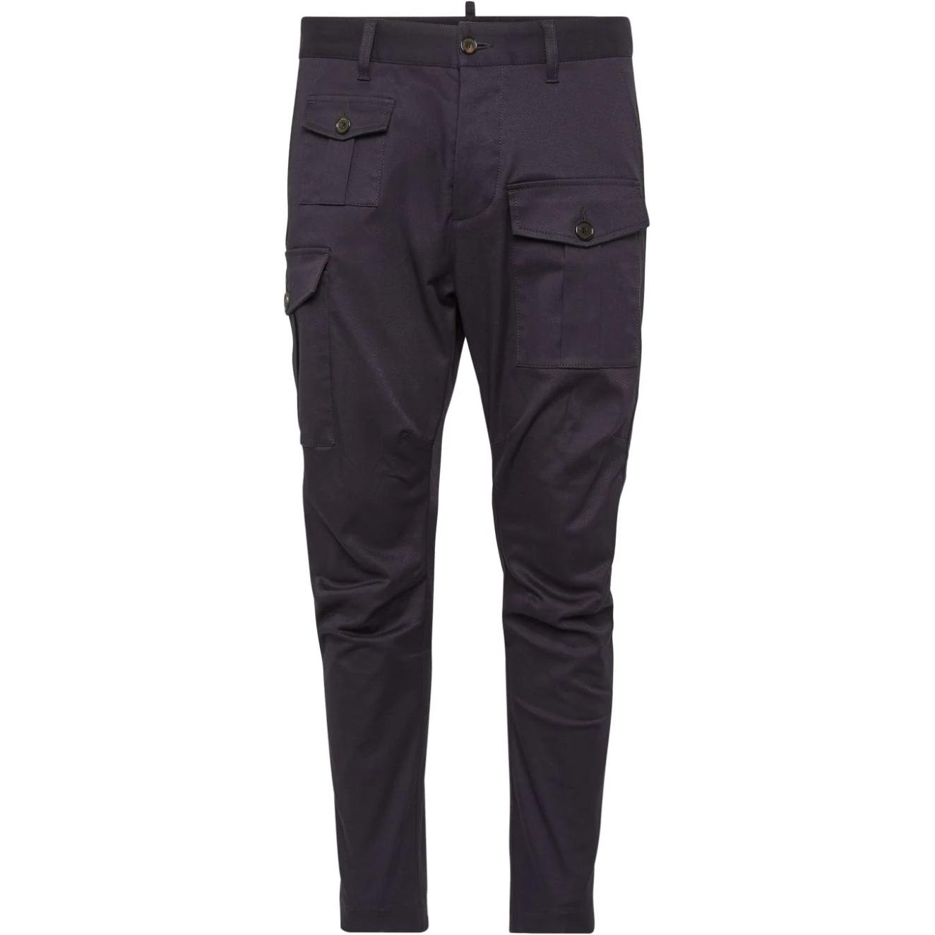 DSQUARED2 SS24  Slim Fit Tapered Chino Pants Navy Blue. S74KB0909S39021-476