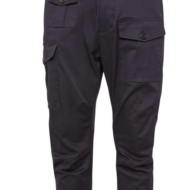 Shop DSQUARED2 SS24 修身錐形卡其褲 海軍藍 S74KB0909S39021-476