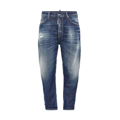 DSQUARED2 SS24 Straight-Leg Washed Zipper Pocket Jeans Navy Blue S74LB1576S30342-470