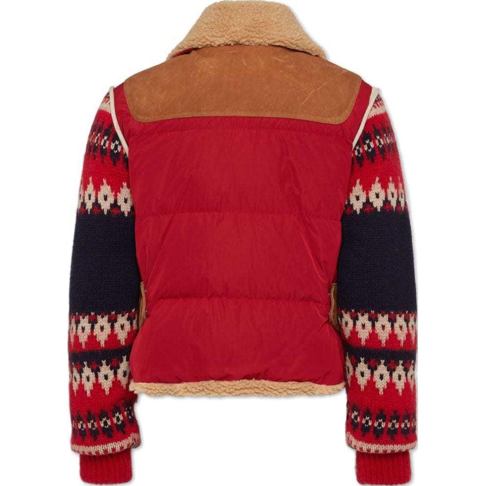 Lookbook DSQUARED2 SS24 Jaket Kulit Coklat Corak Abstrak Lengan Panjang S71AN0556S47858