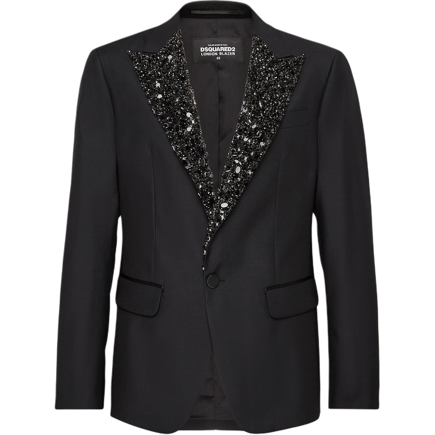 DSQUARED2 SS24 Black Crystal Single-Button Long Sleeve Blazer Mens S74BN1277S39408-900 圖 2