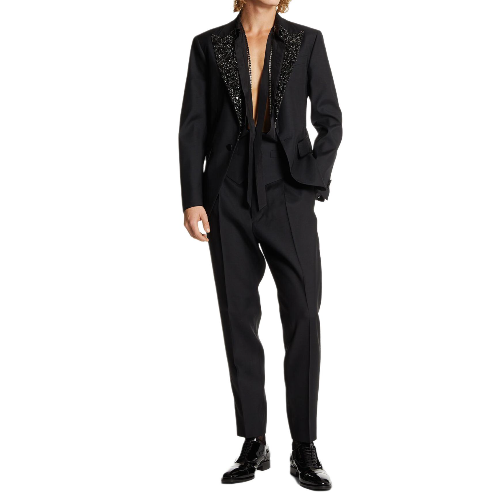 DSQUARED2 SS24 Black Crystal Single-Button Long Sleeve Blazer Mens S74BN1277S39408-900 圖 4