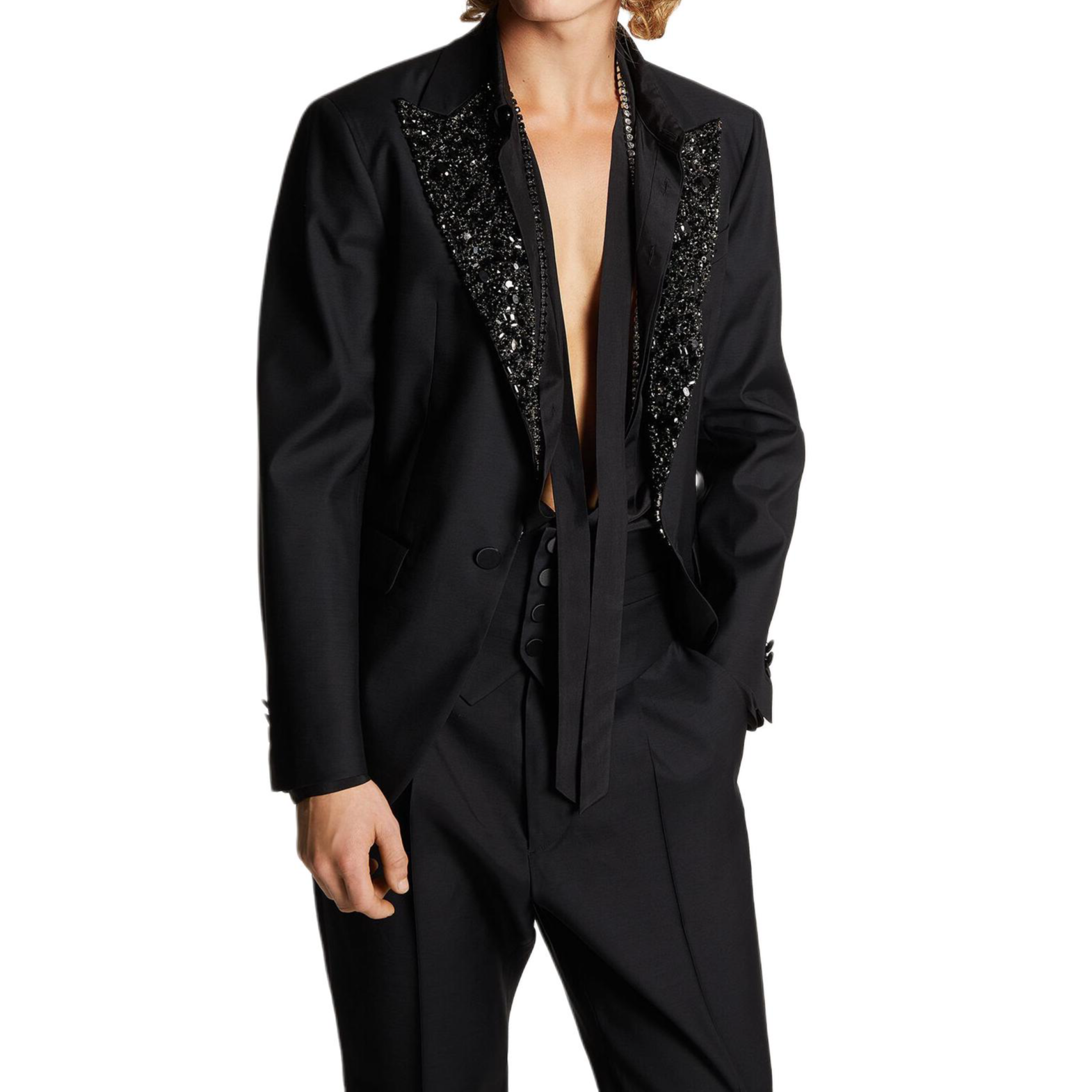 DSQUARED2 SS24 Black Crystal Single-Button Long Sleeve Blazer Mens S74BN1277S39408-900 圖 6