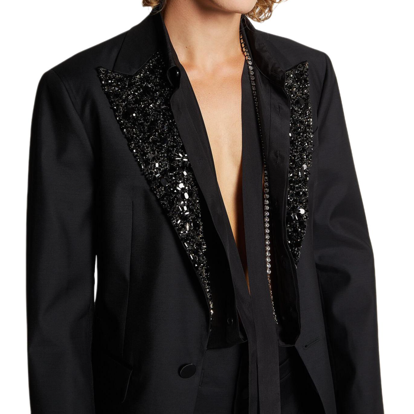 DSQUARED2 SS24 Black Crystal Single-Button Long Sleeve Blazer Mens S74BN1277S39408-900 圖 7