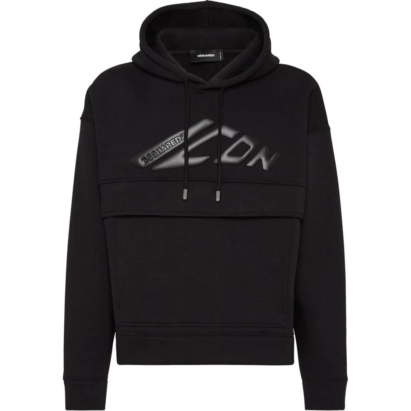 Dsquared2 SS24 Black Hoodie with Letter Logo Print S79GU0129D25007-900