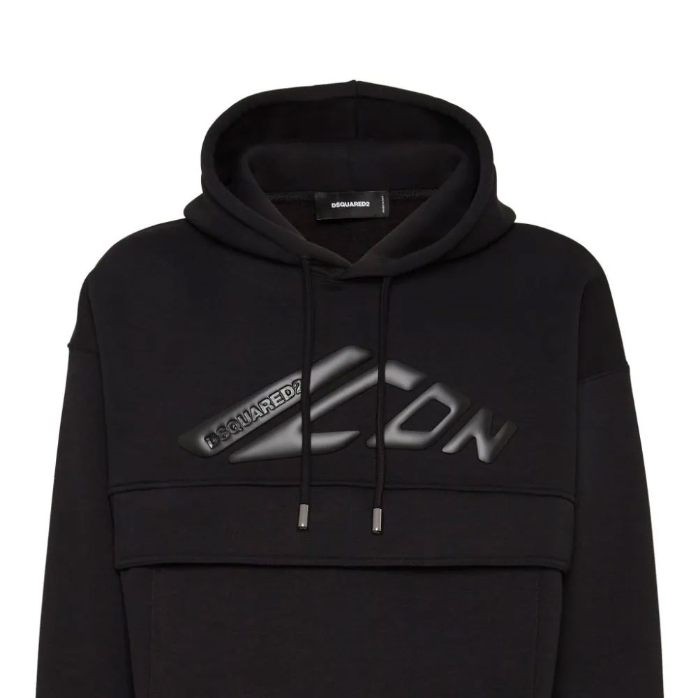 Shop Dsquared2 SS24 黑色連帽衫 字母標誌印花 S79GU0129D25007-900