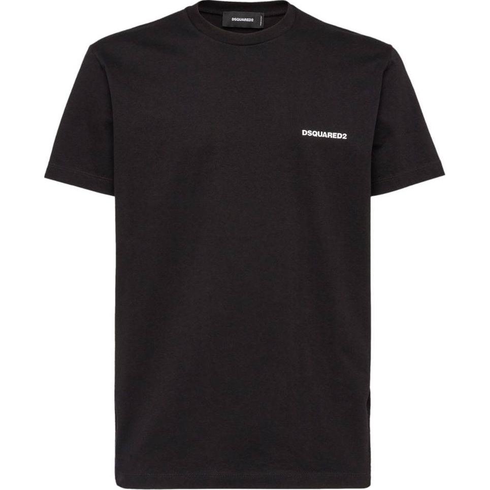 DSQUARED2 SS24 Black Short Sleeve T-Shirt with Logo Print for Men. S74GD1338D20020