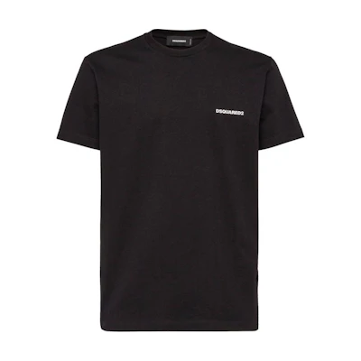 DSQUARED2 SS24 Black Short Sleeve T-Shirt with Logo Print for Men. S74GD1338D20020