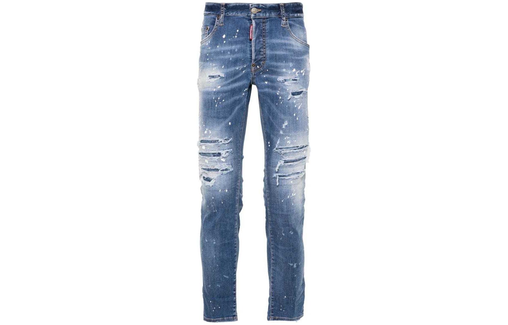 DSQUARED2 SS24 Blue Slim Fit Distressed Button Washed Jeans for Men. S71LB1362S30789-470 圖 2
