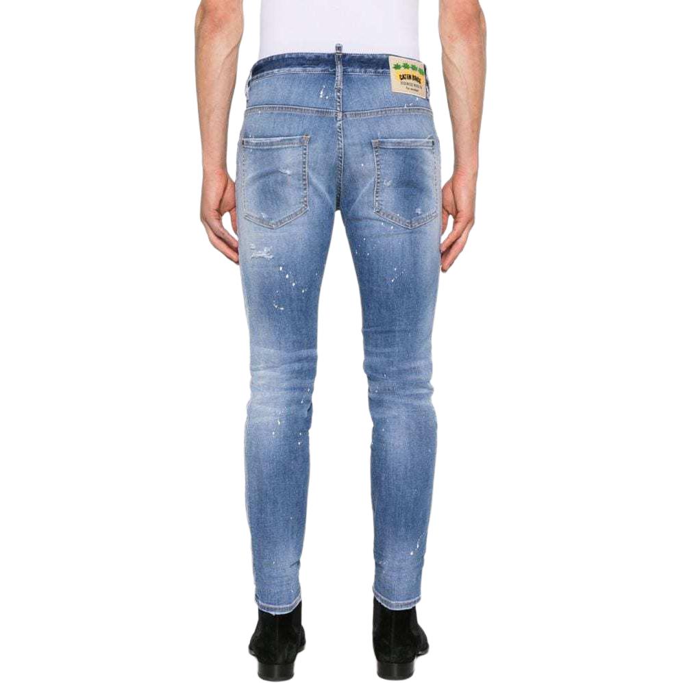 DSQUARED2 SS24 Blue Slim Fit Distressed Button Washed Jeans for Men. S71LB1362S30789-470 圖 4