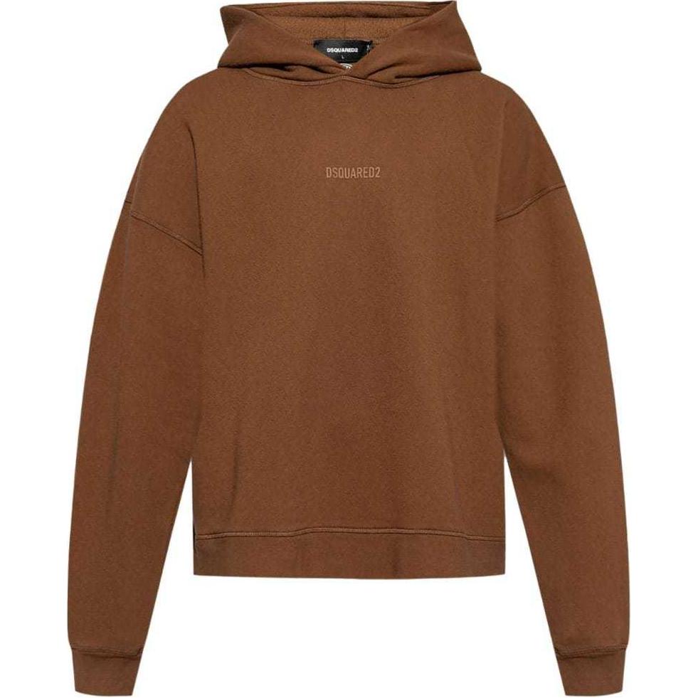 DSQUARED2 SS24 Brown  Hoodie with Solid Color Letter Logo Print. S74GU0827D25001